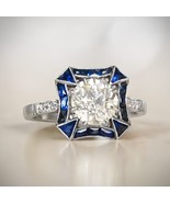 Estate Art Deco 1.50ct Solitaire Moissanite Diamond 925 Silver Vintage Ring - £63.74 GBP