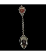 Switzerland Swiss Flag Spoon Collectible Souvenir Small 4.5&quot; Silver Vintage - $11.13