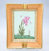 Hermes Orchid Changing Tray Gold Porcelain Ashtray Pink Flower Tableware - $284.74