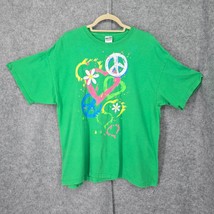 Peace T-Shirt Unisex Extra-Large Green by Gildan Heavy Cotton Love Peace Hippy - $8.59