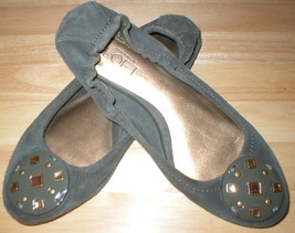 New Ann Taylor Loft Women&#39;s Leather Suede Flats Shoes 6 Dark Green  - $10.00