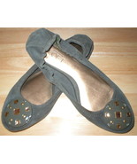 New Ann Taylor Loft Women&#39;s Leather Suede Flats Shoes 6 Dark Green  - £7.90 GBP