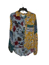 Umgee Women&#39;s Top Button Up Floral Flowy Balloon Sleeve Tunic Boho Blouse Medium - £18.00 GBP
