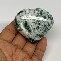 79.6g, 2.1&quot;x2.3&quot;x0.8&quot;, Natural Moss Agate Heart Crystal Gemstone @India, B29534 - £7.51 GBP