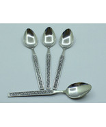 Vintage Stainless Steel Teaspoons Scroll Vine Pattern Set of 4 VGUC (Lot 2) - £9.59 GBP