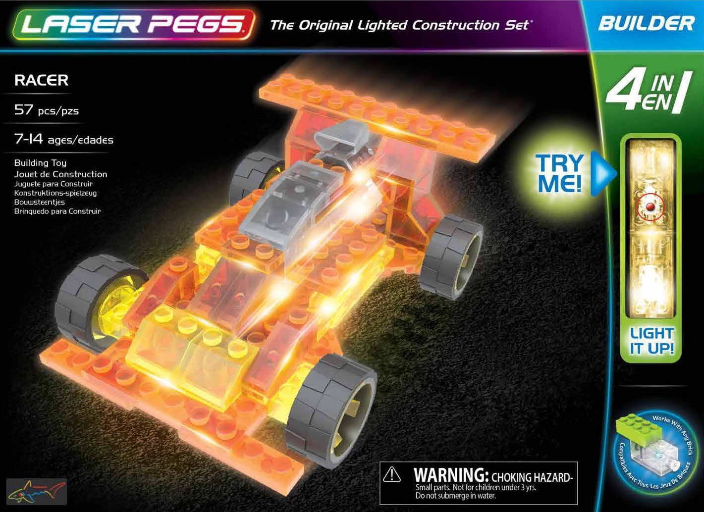 JUEGO LASER PEGS COCHE RACER 4 EN 1 57 PIEZAS - $25.99