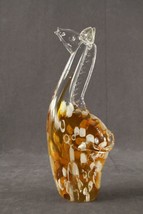 Vintage Crystal Clear Industries Amber GIRAFFE Hand Blown Glass Figurine 10&quot; - £24.75 GBP