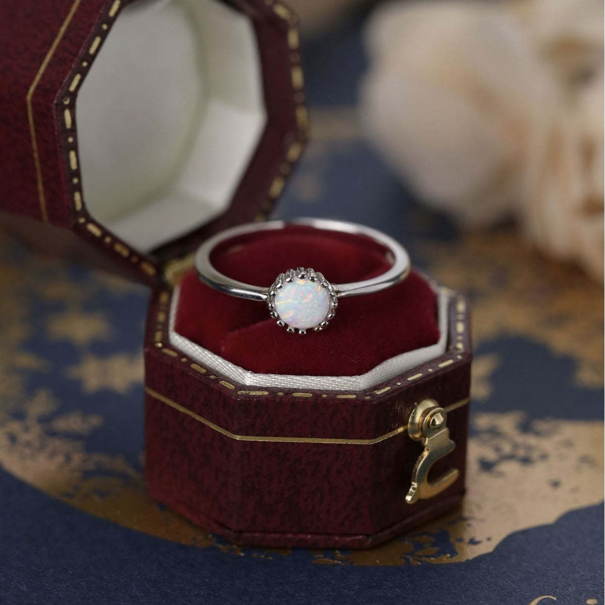 S925 Sterling Silver Fashion Simple Round Opal Ring for Women Item image 3