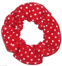 Red with White Stars Fabric Hair Scrunchie Scrunchies by Sherry Ponytail  - $6.99