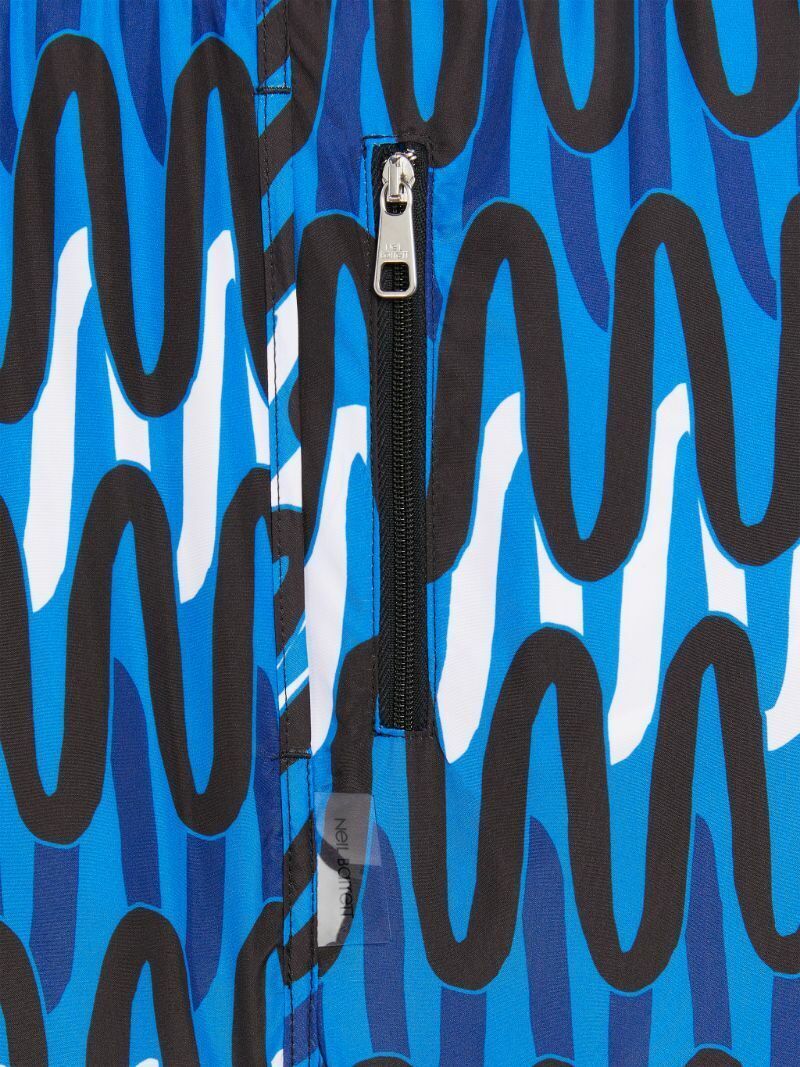 Neil Barrett Slim Fit Scribble Print Swim Trunks in Blue, Black, White-Size 2XL Item image 5