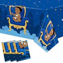 3 Pieces Blue Royal Prince Table Covers Decorations For African American Little  - £16.07 GBP