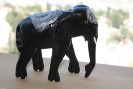 Vintage Solid Wood Elephant Figurine Handmade Home Decoration Collectible 6&quot; - £37.71 GBP