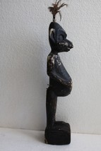 Antique Hand Carved Wooden Figurine 12&quot; Pregnat Woman African Tribal Wood Art - £37.16 GBP