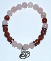 8mm Rose Quartz/ Strawberry Quartz with Lotus - $23.95