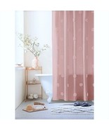 Stall shower curtain pink blush pom poms 54&quot;W x 80&quot; L bathroom home deco... - £30.04 GBP