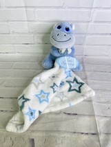 Little Beginnings Blue White Hippo Stars Baby Security Blanket Lovey Plush Nunu - £22.10 GBP