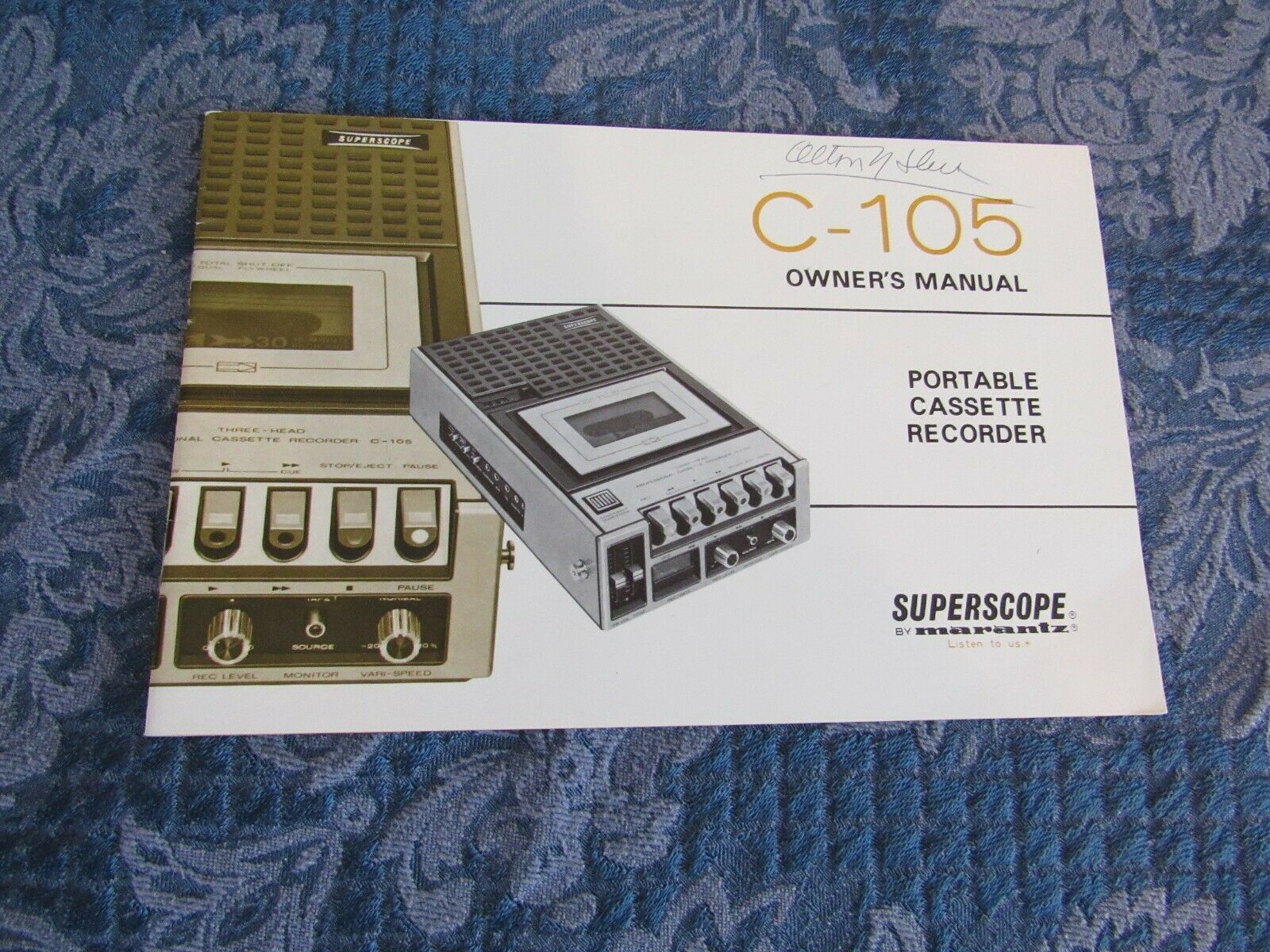 Superscope / Marantz C-105 Cassette Owner's Manual *Original* - £15.52 GBP