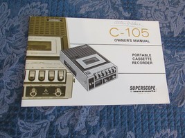 Superscope / Marantz C-105 Cassette Owner&#39;s Manual *Original* - £15.56 GBP