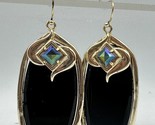 Vtg Kendra Scott Black Galaxy &amp; Iridescent Slate Gabby Gold Earrings - £49.48 GBP
