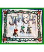 Christmas PIN #0044 VTG Not Signed JINGLE Silvertone w/3 Trees Dangling ... - $27.09 CAD