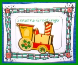Christmas PIN #0078 Train Goldtone Enamel Green, Red &amp; Yellow VGC - $9.85