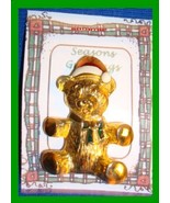 Christmas PIN #0108 Vintage Teddy Bear Red &amp; White Hat-Green Enamel Bow ... - $239.17 MXN
