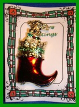 Christmas PIN #0123 Signed Gerrys Red Boot Goldtone with Poodle Like Dog HOLIDAY - £31.07 GBP