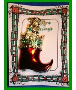 Christmas PIN #0123 Signed Gerrys Red Boot Goldtone with Poodle Like Dog... - $39.55