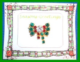 Christmas PIN #0143 Crystals/Rhinestones Bow Goldtone VGC - $9.85
