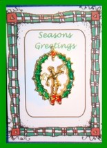 Christmas PIN #0159 Guardian Angel Goldtone &amp; Enamel Wreath Tac/Lapel Pi... - €9,28 EUR