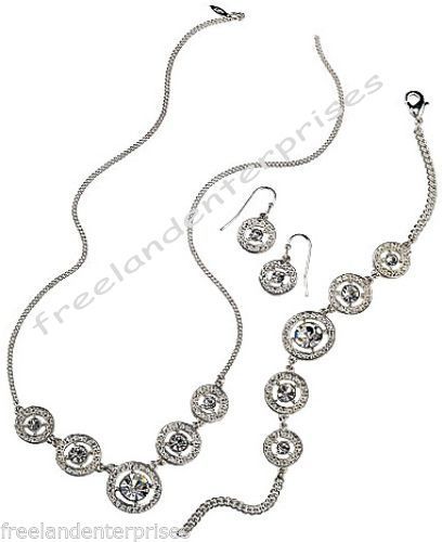 Primary image for Necklace Bracelet & Earring Dangle Rose 3 Piece Gift Set ~Silvertone~ Avon New