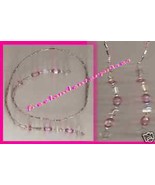 Beaded Bookmark Thong #11 Pink &amp; Silver Beads 16 inches NEW - $9.85