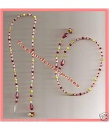Beaded Bookmark Thong #15 Red-Yellow-White Beads 16 inches - $9.85