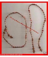 Beaded Bookmark Thong #03 Brown &amp; Copper Beads 16 inches - $9.85