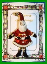 Christmas PIN #0292 Santa with Wiggly Legs Goldtone &amp; Enamel HOLIDAY Brooch - £19.74 GBP