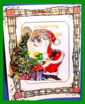 Christmas PIN #0298 Santa Silvertone &amp; Enamel Plastic Tac Pin HOLIDAY Br... - £7.74 GBP