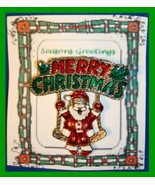Christmas PIN #0300 VTG Merry Christmas Santa Claus on Swing Goldtone Br... - $19.75