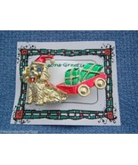 Christmas PIN #0331 VTG Beatrix Dog Pulling Wagon w/Presents Goldtone VG... - $34.60