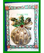 Christmas PIN #0336 Signed Gerrys VTG Christmas Ball Ornament Red-Green ... - $19.75