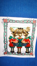 Christmas PIN #0379 Signed AJC Vintage 3 Reindeer Singing Colors-Goldtone Pin - £19.74 GBP