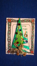 Christmas PIN #0429 AJMC VTG Double Green Decorated Christmas Tree ~Contemporary - £19.74 GBP