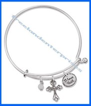 Bracelet Precious Charms Bracelet ~ CROSS ~ Inspirational ~Silvertone NEW in Box - $14.80