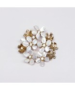 Vintage Capri Gold Tone, Rhinestone &amp; Pearl Floral Pendant Brooch Pin-St... - $550.09 MXN