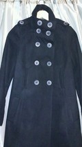 Zara Black trench Coat Jacket Warm Wear Winter high collar knee length xs - $98.99