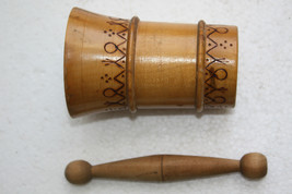 Old Vintage Handmade in Romania Mortar and Pestle Solid Wood Collectible - £24.68 GBP