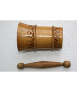 Old Vintage Handmade in Romania Mortar and Pestle Solid Wood Collectible - £24.97 GBP