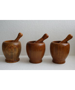 Lot of 3 Set Mortar and Pestle Solid Wood Vintage Rustic Home Decoration... - £37.60 GBP
