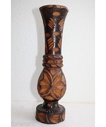 Vintage Hand Carved Wooden Vase 11&quot; Wood Art Home Bar Decoration Collect... - €40,57 EUR