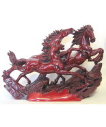 Wild Horses Figurine Hong Tsu Collection Resin Resembling Cinnabar 17 In... - £121.87 GBP