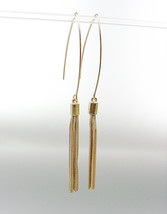 SEXY Lightweight Urban Anthropologie Gold Tassel Threader Dangle Earrings - £12.78 GBP